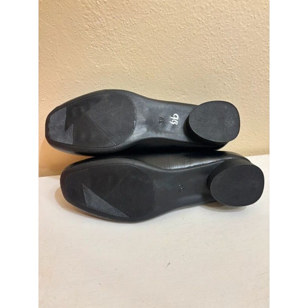 Women's Black Faux Croc Slip-On Flat Shoes with Double Ring Buckle Accent. - Picture 4 of 5